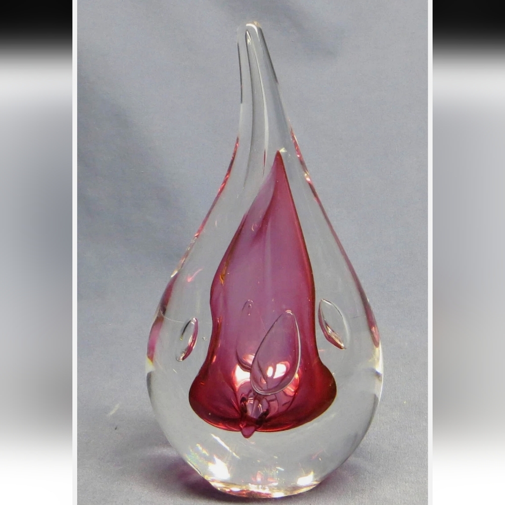 Vintage Adam Jablonski Signed Art Glass Teardrop Decor Made In Poland